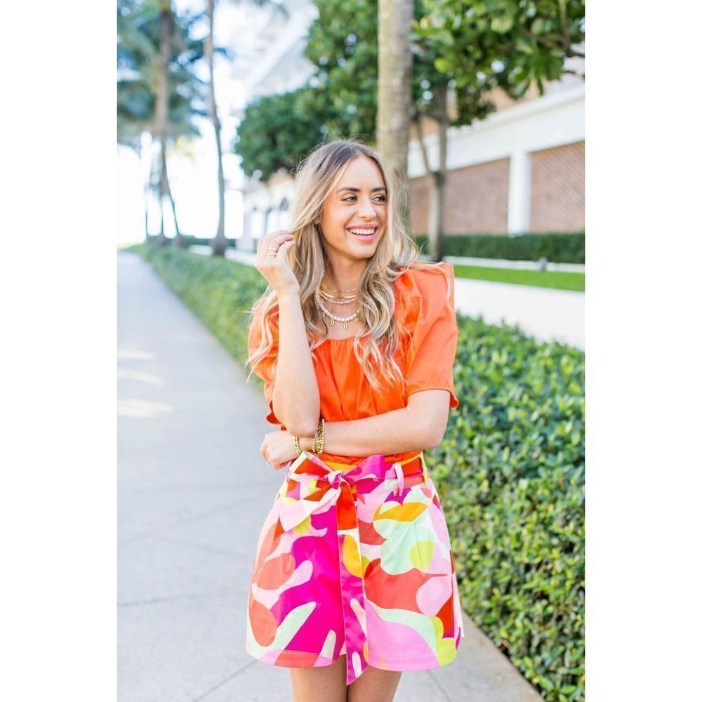 Crosby By Mollie Burch Lettie Short Night in Miami Size XS Pink Lime 70s Retro